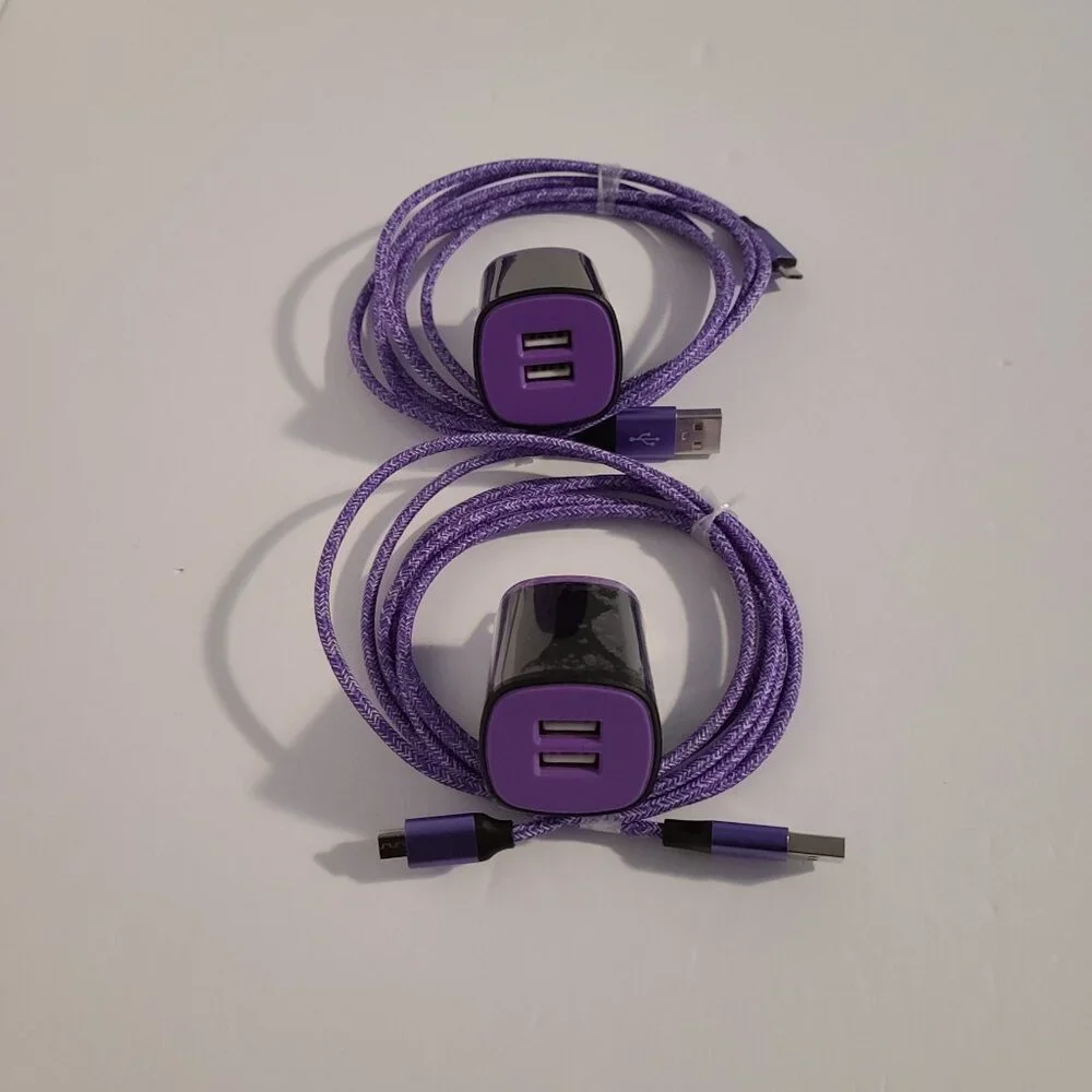 ''FAST CHARGING DUO | PURPLE MICRO USB WALL PLUG & CORD SET 